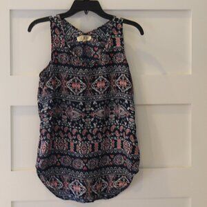 Pink Rose Lightweight Patterned Sleeveless Top Womens Small
